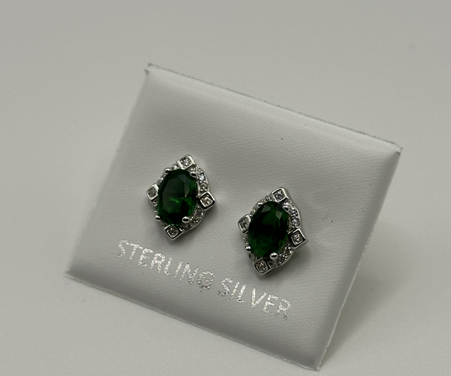 CZ Emerald Stud Earrings