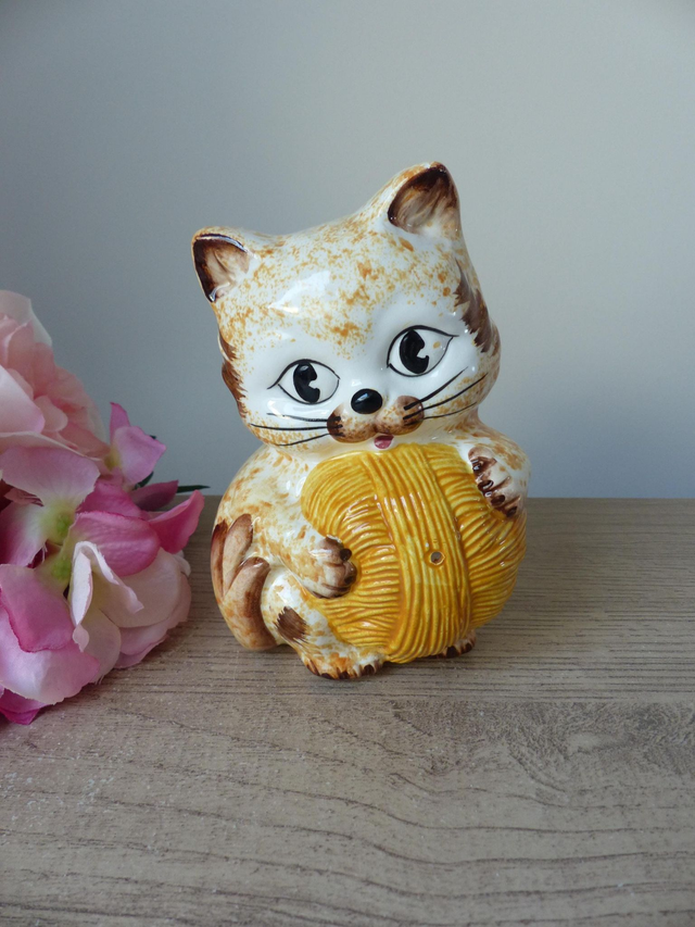 Ravissant Dévidoir à Ficelle de Cuisine Chat en Céramique, Porte Ficelle Chat Décoration Bureau Buanderie Cellier Cuisine Atelier