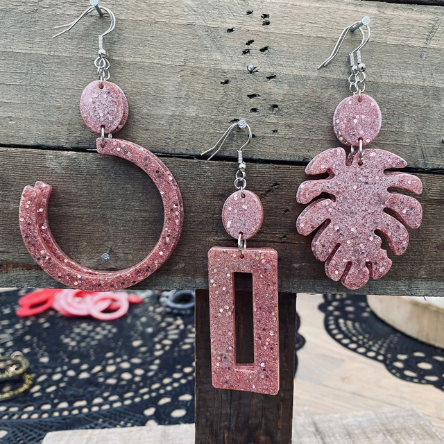 Boucles d'oreilles Glitter Rose poudrée