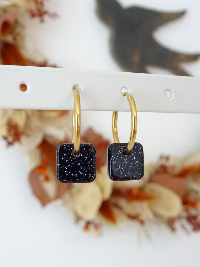 Mini Carré : paillettes noire