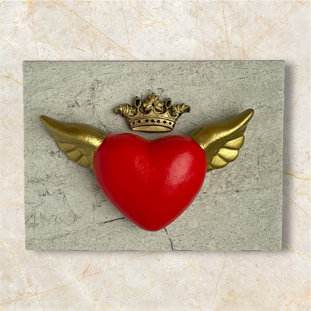 FLYING HEART &amp; WINGS TILE PLAQUE 