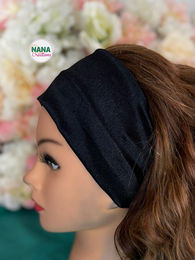 Bandeau Satin - Ébène – Fait main