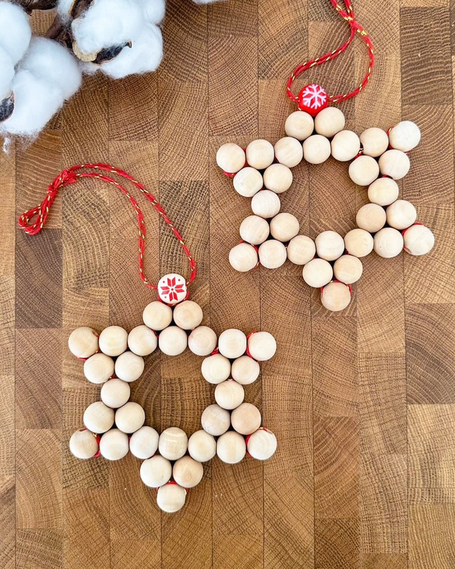 Ma belle étoile, suspension en perles en bois