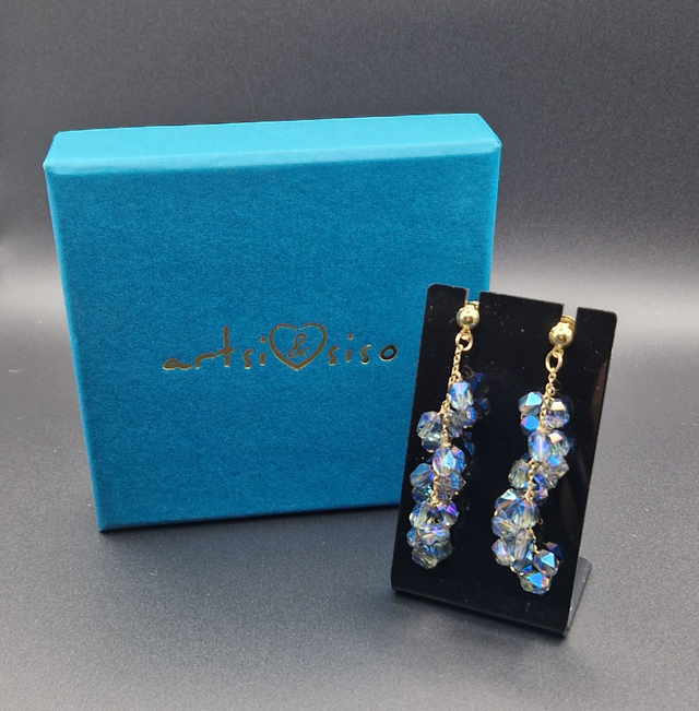 Blue Crystal Bead Earrings 