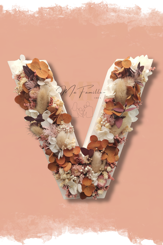 Lettre &amp; chiffre 3D fleurs séchées
