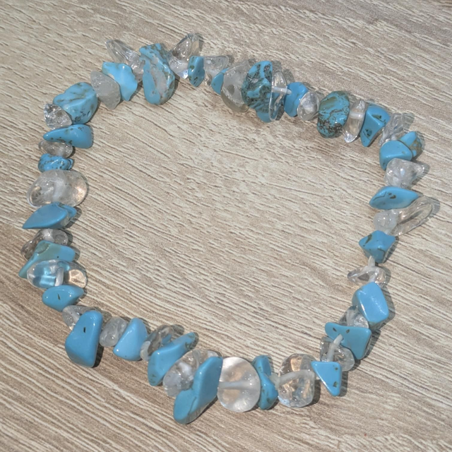 Bracelet "Turquoise & Cristal de roche" baroque BR-236
