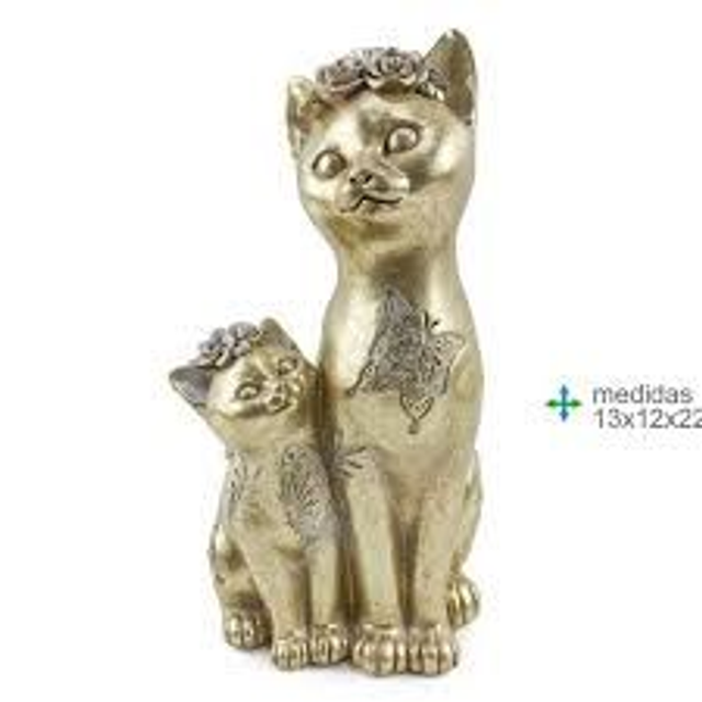 Harzfigur von Katzen, 13 x 12 x 22,5 cm