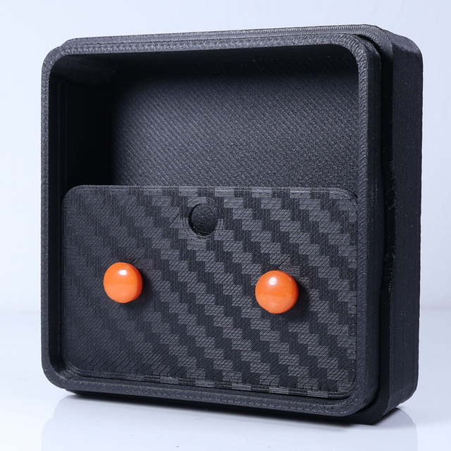 Hypoallergenic 6mm Medium Solid Orange Round Cut Polymer Clay Plastic Back Stud Earrings With Designer Carbon Fiber Jewellery Box