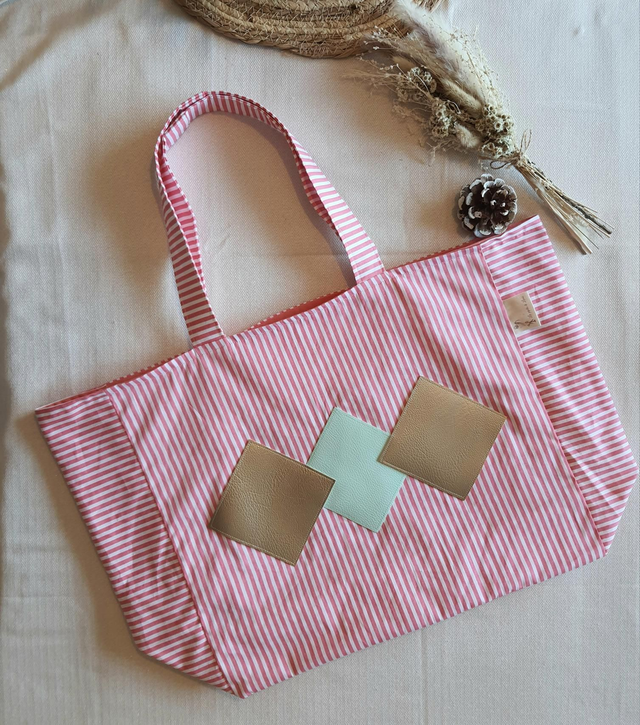 Sac d&#039;été rayure rose