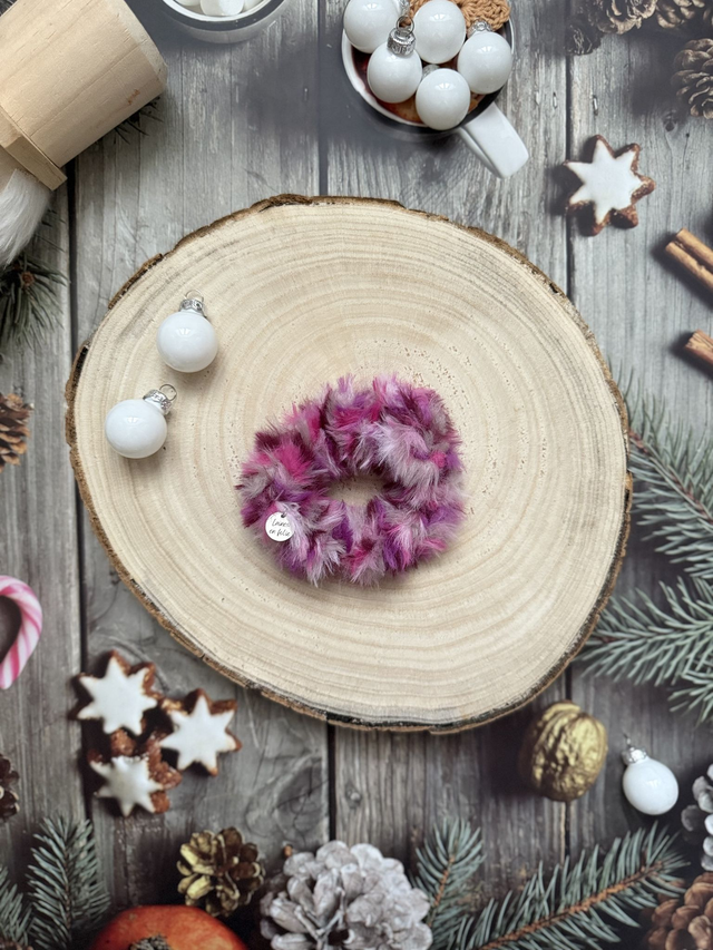 Chouchou en Fourrure douce Rose Mélangé