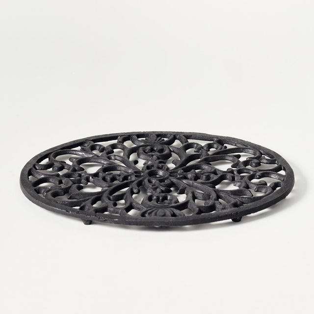 Black Cast Iron Oval Trivet 