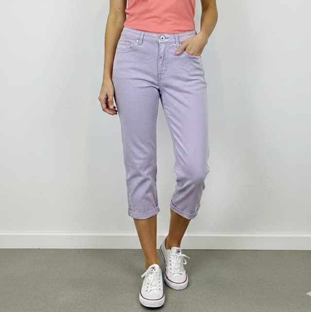 Pantacourt Stretch Coloris Parme Place du Jour - Look Été