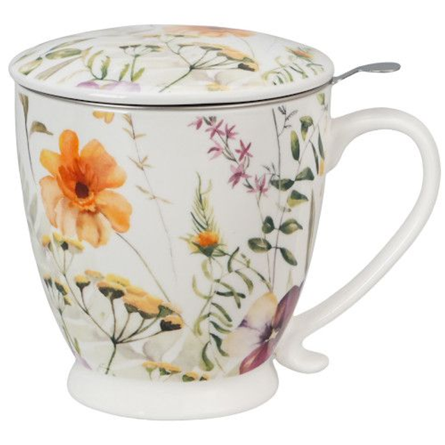 Taza pansy, porcelana 0,50 l. filtro y tapa, en caja de regalo.*569