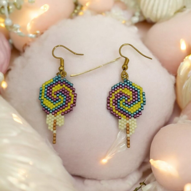 Boucles d'oreilles sucettes colorées