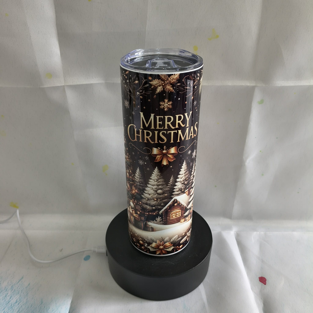Noël tumbler thermos village