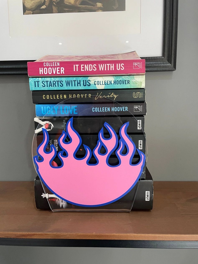 Flame Clear Acrylic Bookend Home Decor