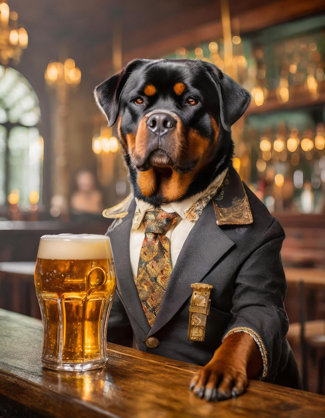 Rottweiler at the Bar Framed Canvas