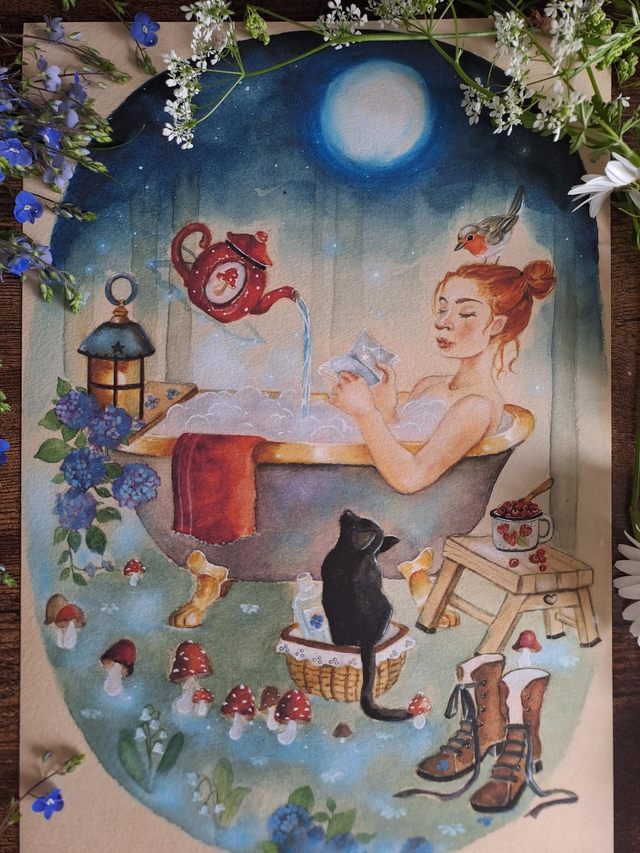 Bain floral sous la lune