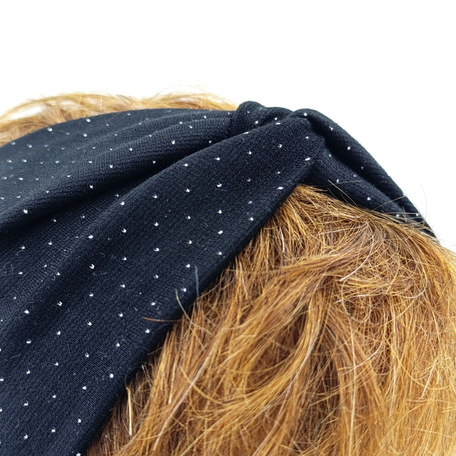 Bandeau à paillettes - noir pois argentés