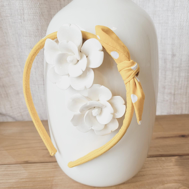 Serre-tête &quot;pois jaunes&quot;