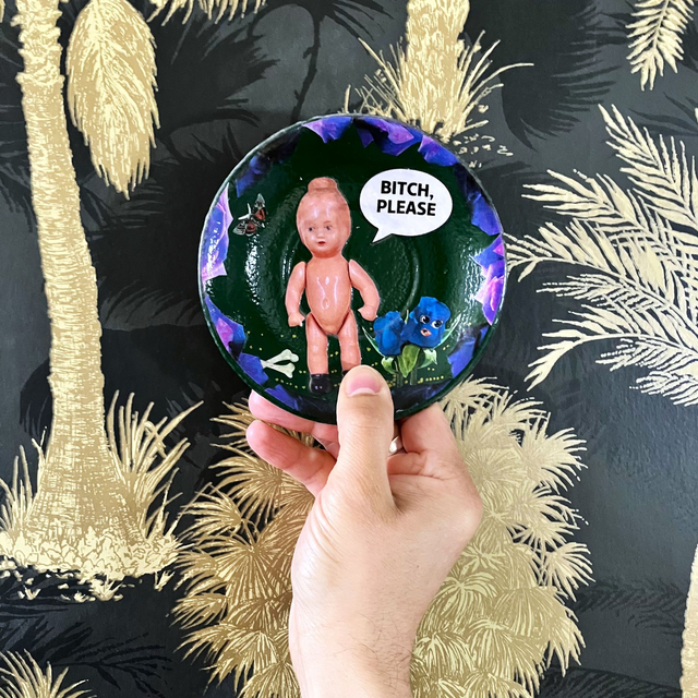 "Bitch, Please" Dark Green Upcycled Trinket Dish - House of Frisson