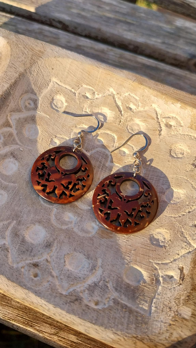 Boucles d'oreilles en bois de coco
