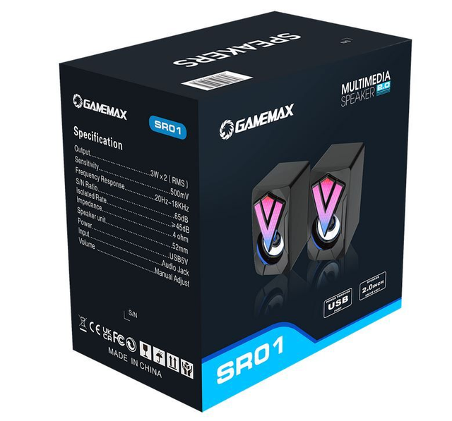 GameMax SR01 RGB Wired PC Gaming Speakers 