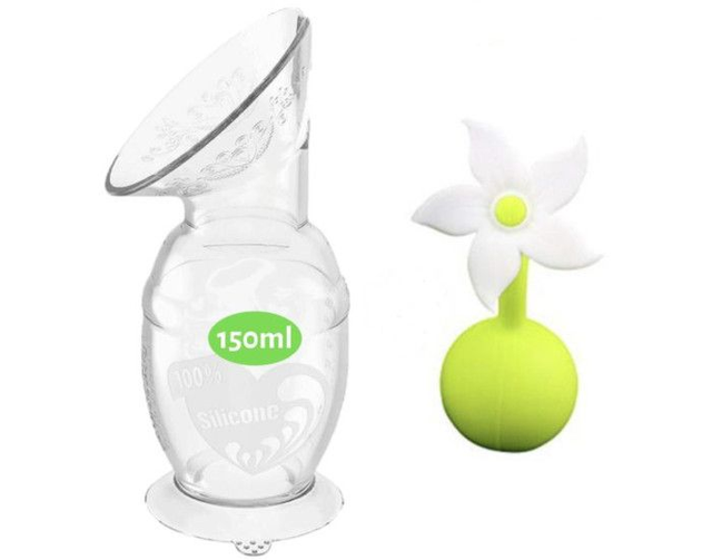 Pack Recueil-Lait 150ml + Bouchon Fleur Blanche - Haakaa