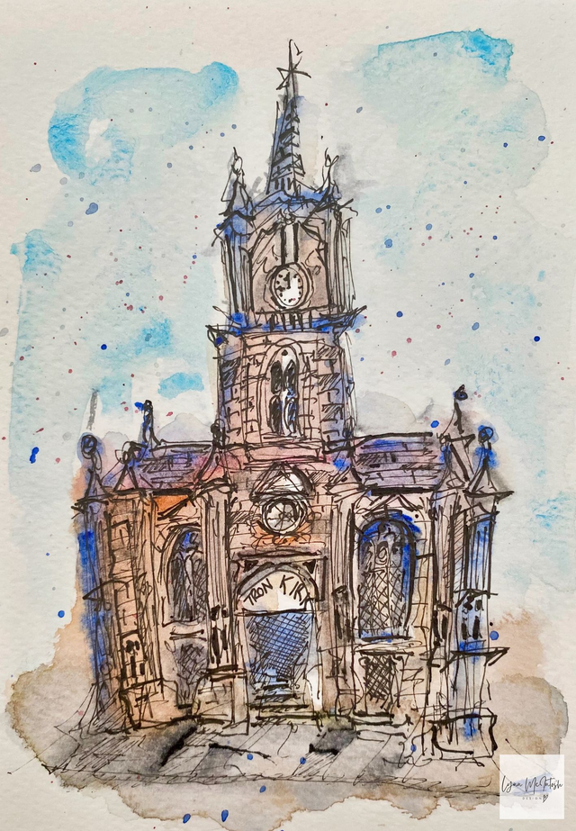 The Tron Kirk, Edinburgh - Original Watercolour &amp; Pen Sketch 