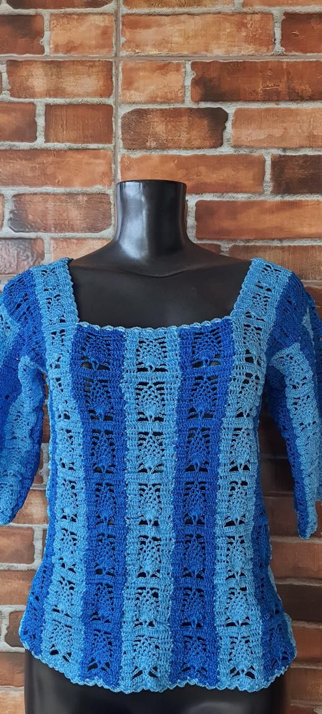 Blusa De Croche Azul MescladoT/40