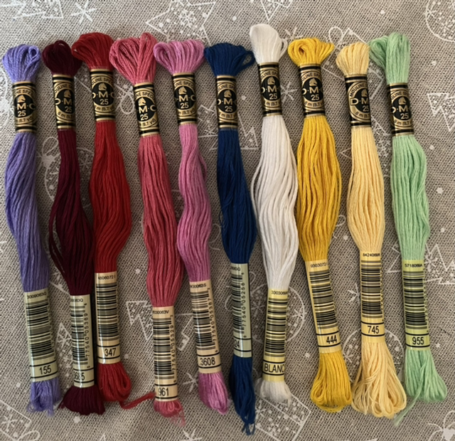 A pack of 10 DMC Embroidery Threads