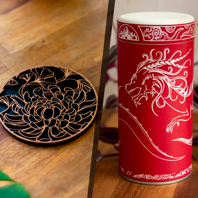 Pack complet dragon - Tasse, sous tasse + boîte à thé