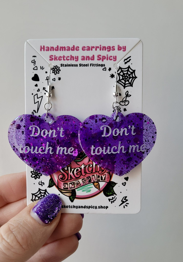 Earrings | Heart Earrings – Don’t Touch Me - Stainless Steel Hooks