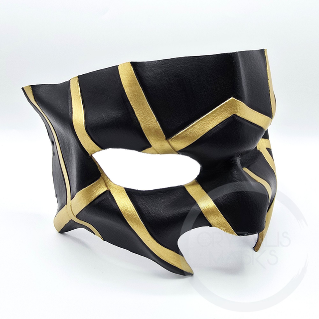 Black and gold leather mask