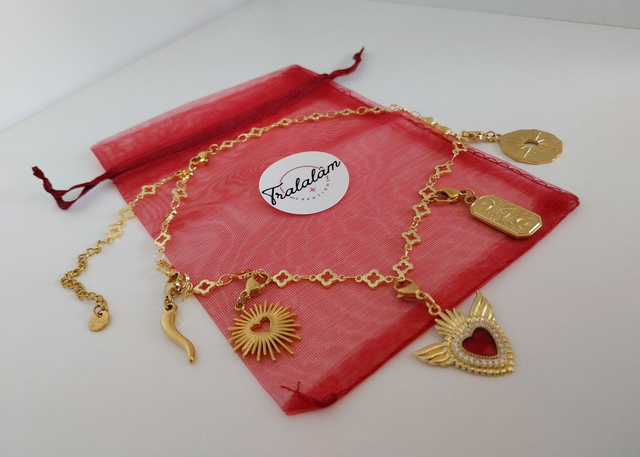  ✨Collier à breloques porte-bonheur &quot;❤️ex-voto coeur ailé&quot;✨