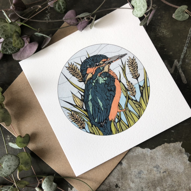 Card - blank - kingfisher