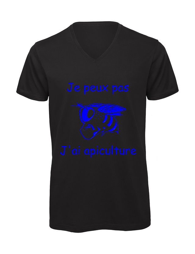 T-shirt homme col v &quot;Je peux pas j&#039;ai apiculture&quot;