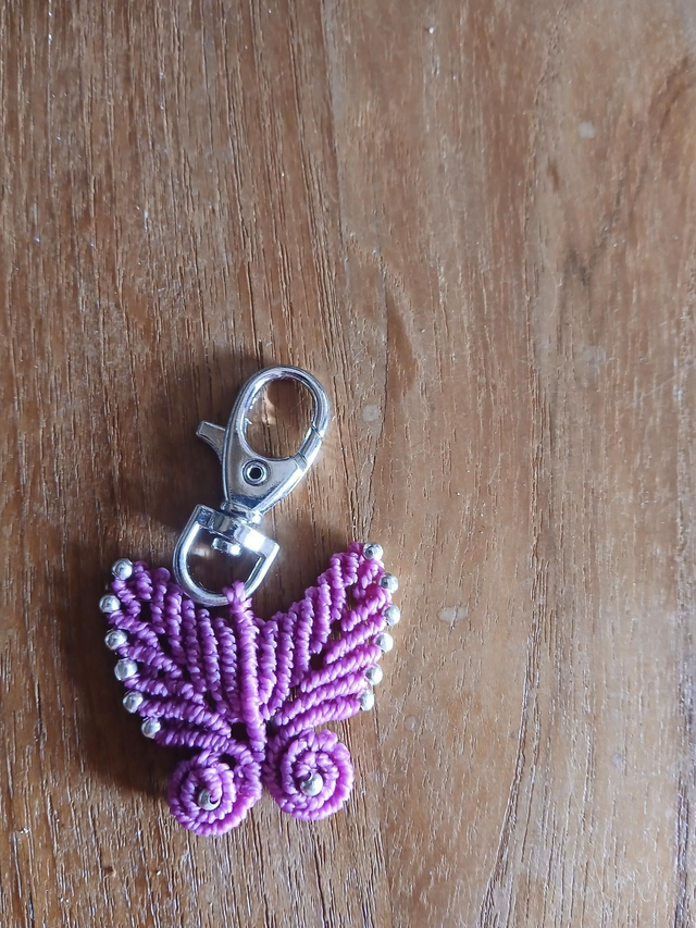 Porte-clés papillon rose