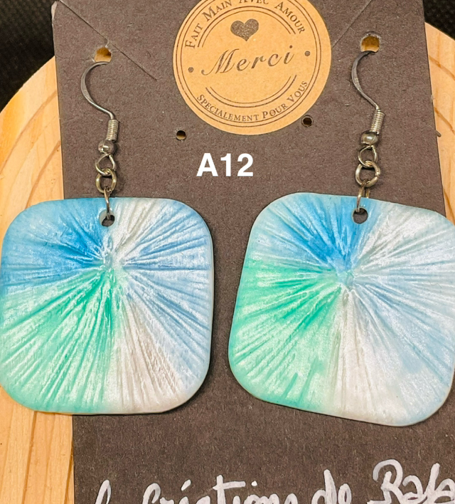 Boucles d’oreilles pendantes en pâte polymère,résine UV dorées ou argentées en acier inoxydable 