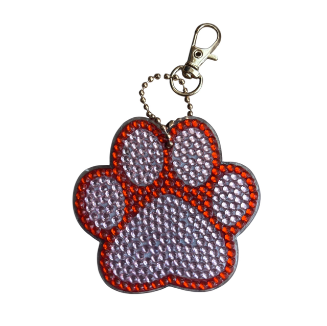 Red/Pale Pink Paw Print Keyring