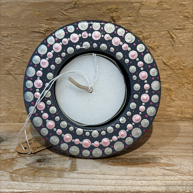 Pink and Grey Tealight Holder 