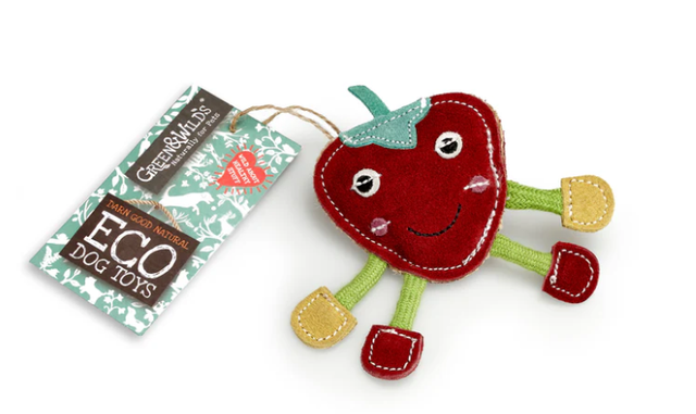 GREEN & WILDS STEVE THE STRAWBERRY ECO DOG & CAT TOY