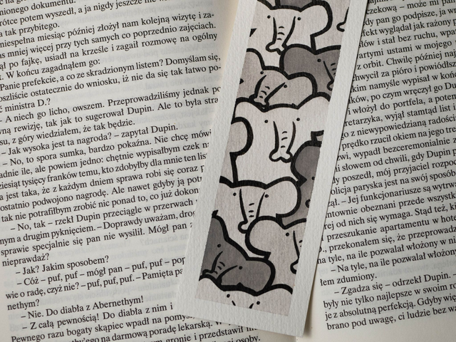 SŁONIE zakładka do książki, ręcznie malowana akwarela