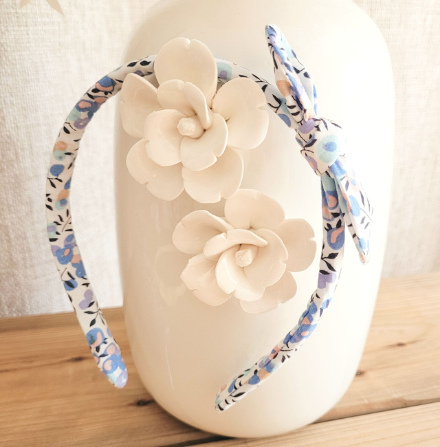 Serre-tête "fleurs bleues"