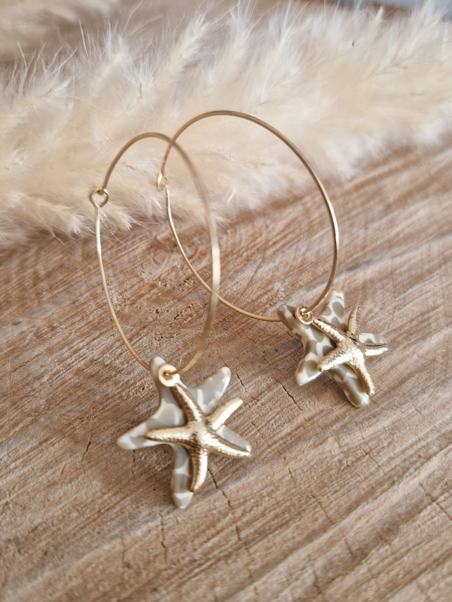 Boucles d'oreilles créoles "Etoiles de mer"