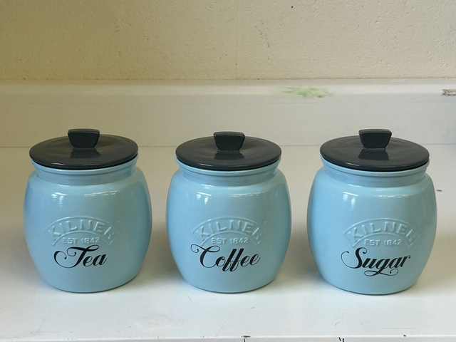 Sea Blue Kilner Jars Black Lids 0.8 litre jars 