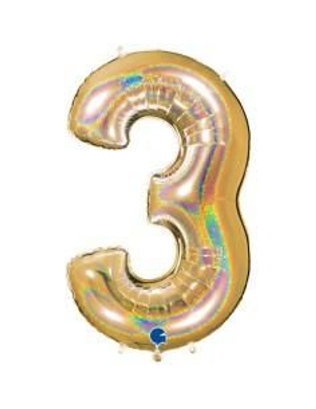 Numero 3 Holografico Oro