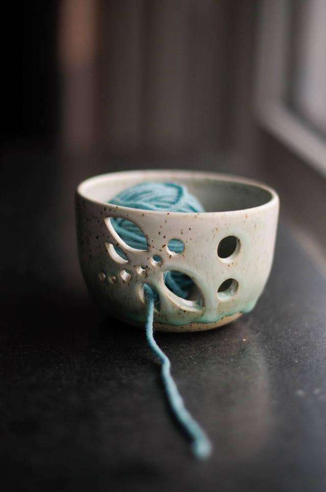 Garnschale, weiß-grün