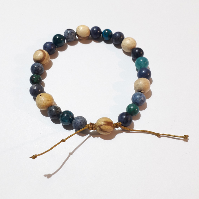 Sodalite &amp; Apatite &amp; Chrysocolla Palo Santo Bracelet 
