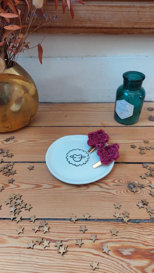 Pince crocodile fleurs cerisier rose